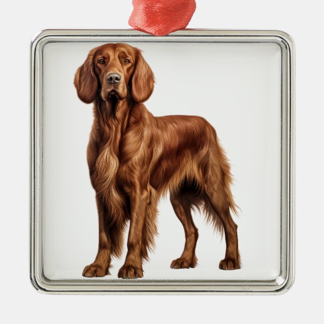 BEAUTIFUL RED IRISH SETTER DOG METAL ORNAMENT (Front)