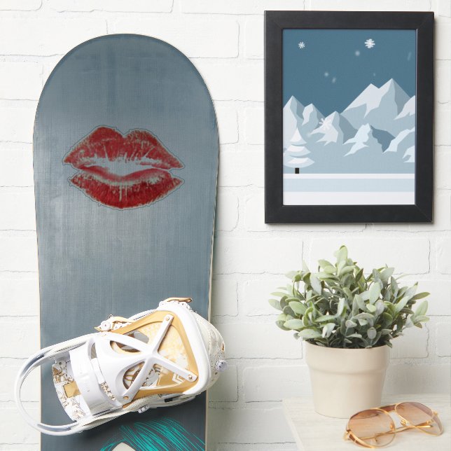 Beautiful Red Kiss Isolated Vector Art Sticker (Snowboard)