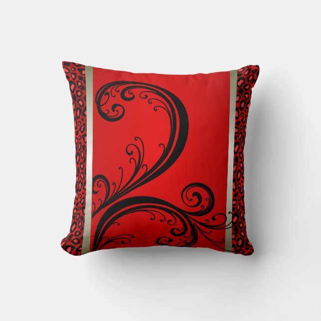Beautiful Red Leopard Animal Print Pattern Throw Pillow (Front)