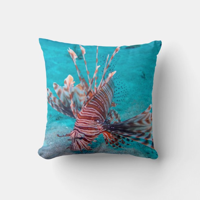 Beautiful Red Lion Fish Throw Pillow (Front)