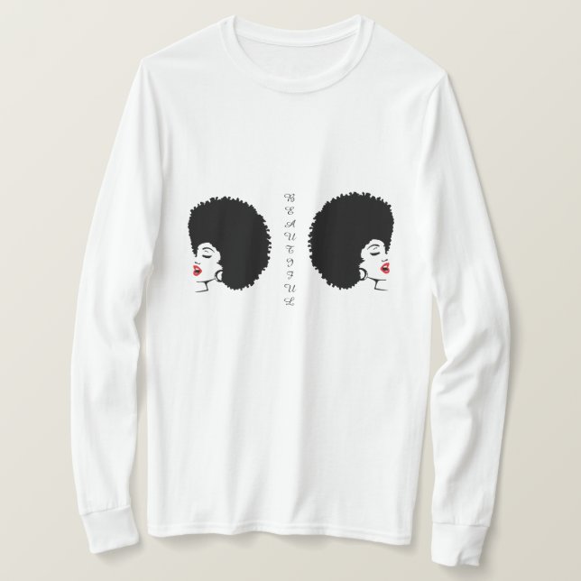 Beautiful Red Lip Afro T-shirt (Design Front)