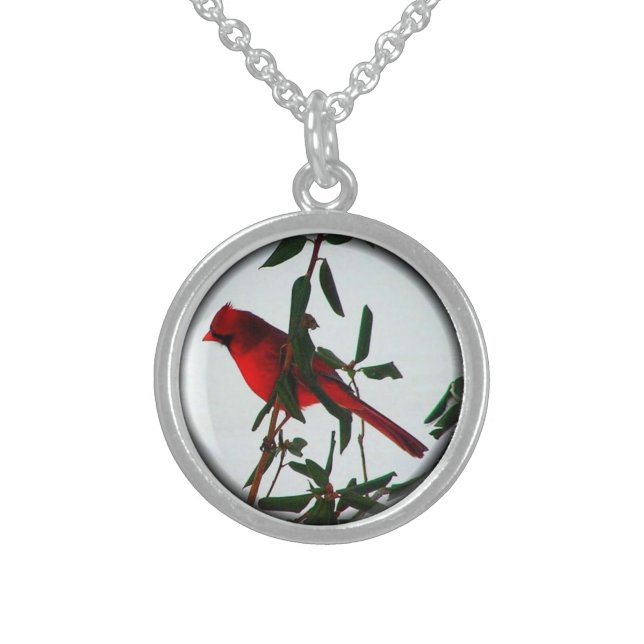 Beautiful Red Northern Cardinal Necklace (Front)
