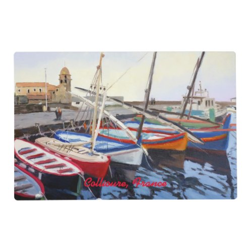 Beautiful Red Orange Blue Green Boats in Collioure Placemat