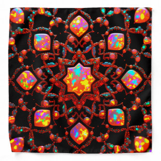 Beautiful Red Orange Jewel Print Bandana