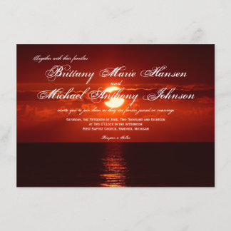 Beautiful Red Orange Sunset Wedding Invitations