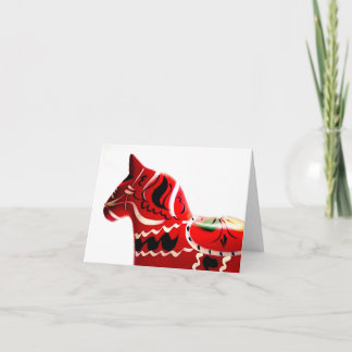 Beautiful Red Orange Swedish Dala Horse Card