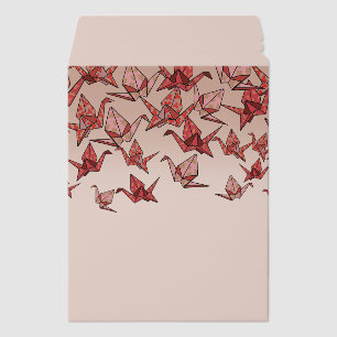 Beautiful Red Origami Paper Crane Envelope Mailers