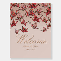 Beautiful Red Origami Paper Crane Wedding Welcome