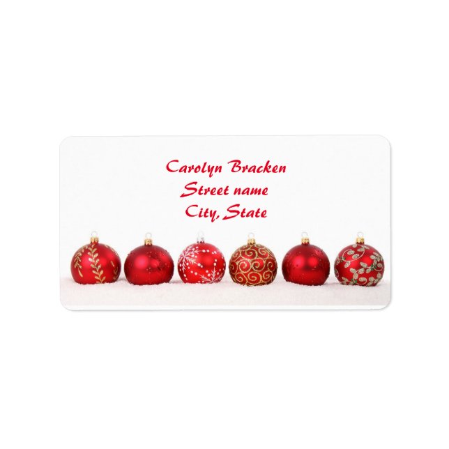 Beautiful Red Ornaments Christmas Label (Front)