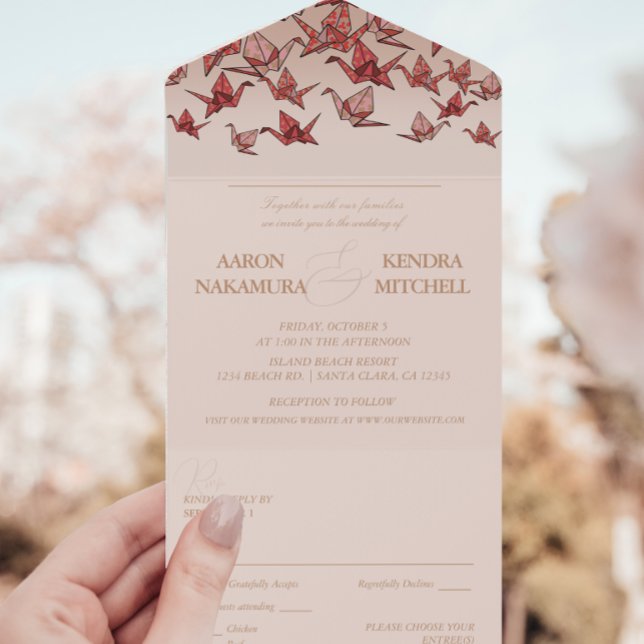 Beautiful Red Paper Crane  All In One Invitation (Creator Uploaded)