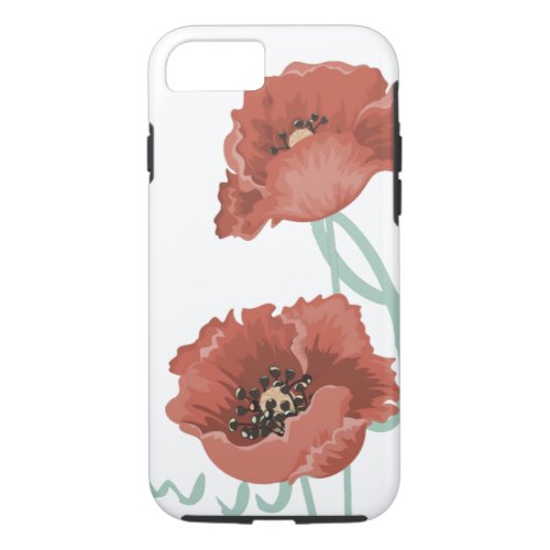 Beautiful Red Peonies  White Background iPhone 87 Case