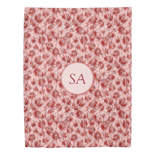 Beautiful Red & Pink Monogramed Duvet Cover (Front)