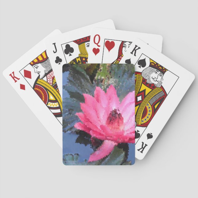 Beautiful Red Pink Purple Waterlily Poker Cards (Back)