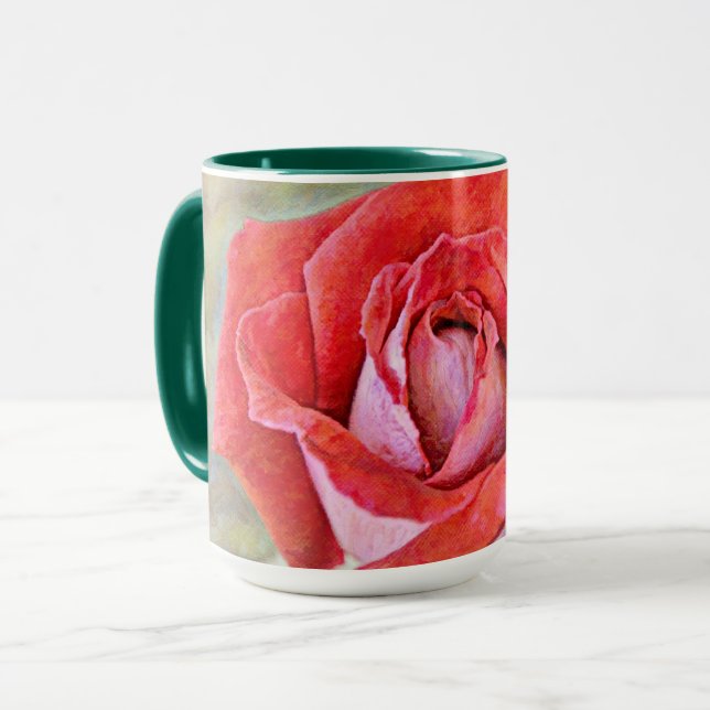Beautiful Red Pink Rose Flower Art Mug Cup (Front Left)