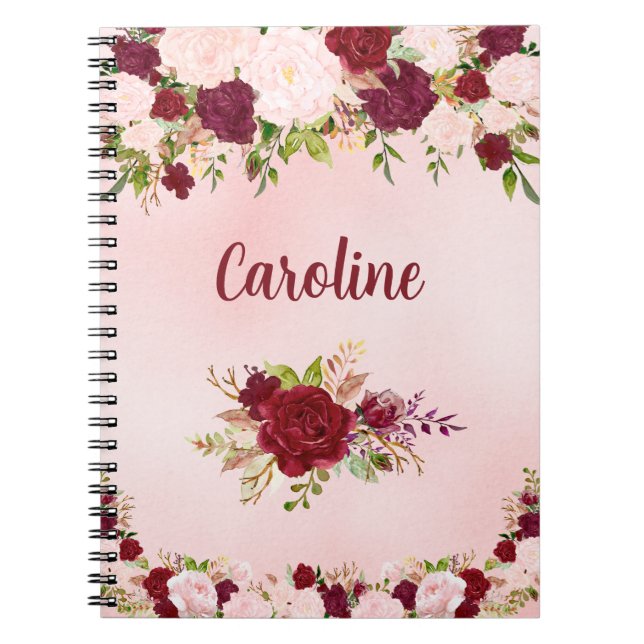 Beautiful Red & Pink Roses Personalized Notebook (Front)