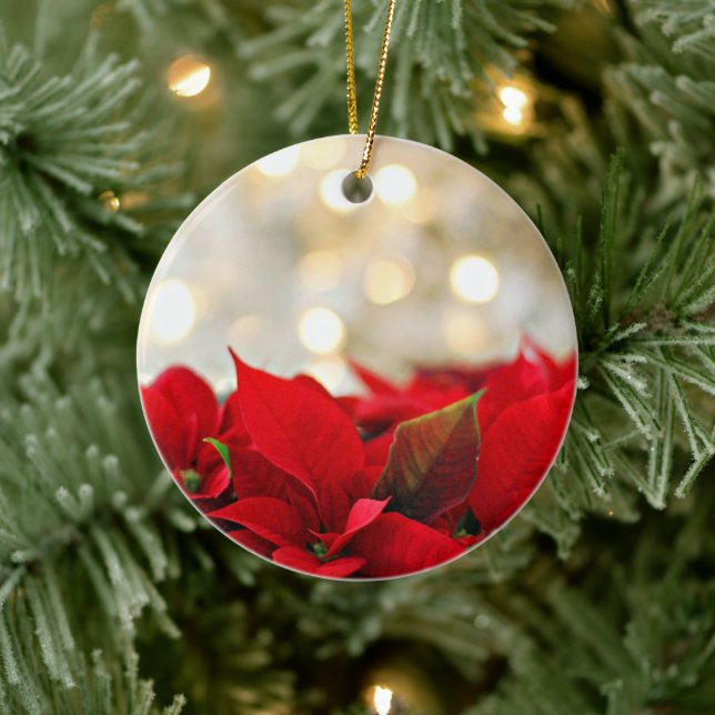 Beautiful Red Poinsettias Christmas Ornament (Tree)