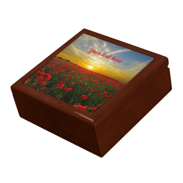 Beautiful Red Poppy Field At Sunrise Photograph Gift Box (Side)