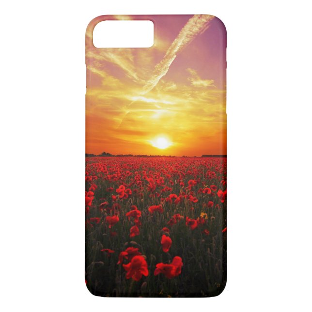 Beautiful red poppy flower field sunset Case-Mate iPhone case (Back)