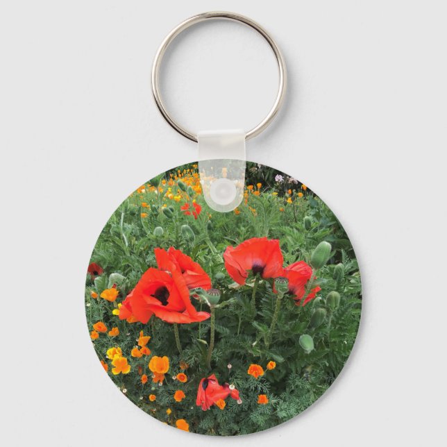 Beautiful Red Poppy Keychain (Front)