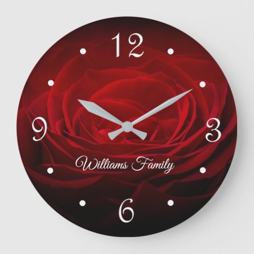 Beautiful Red Rose Add Name Large Clock