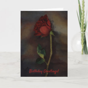 Beautiful Red Rose Artsy Birthday Card