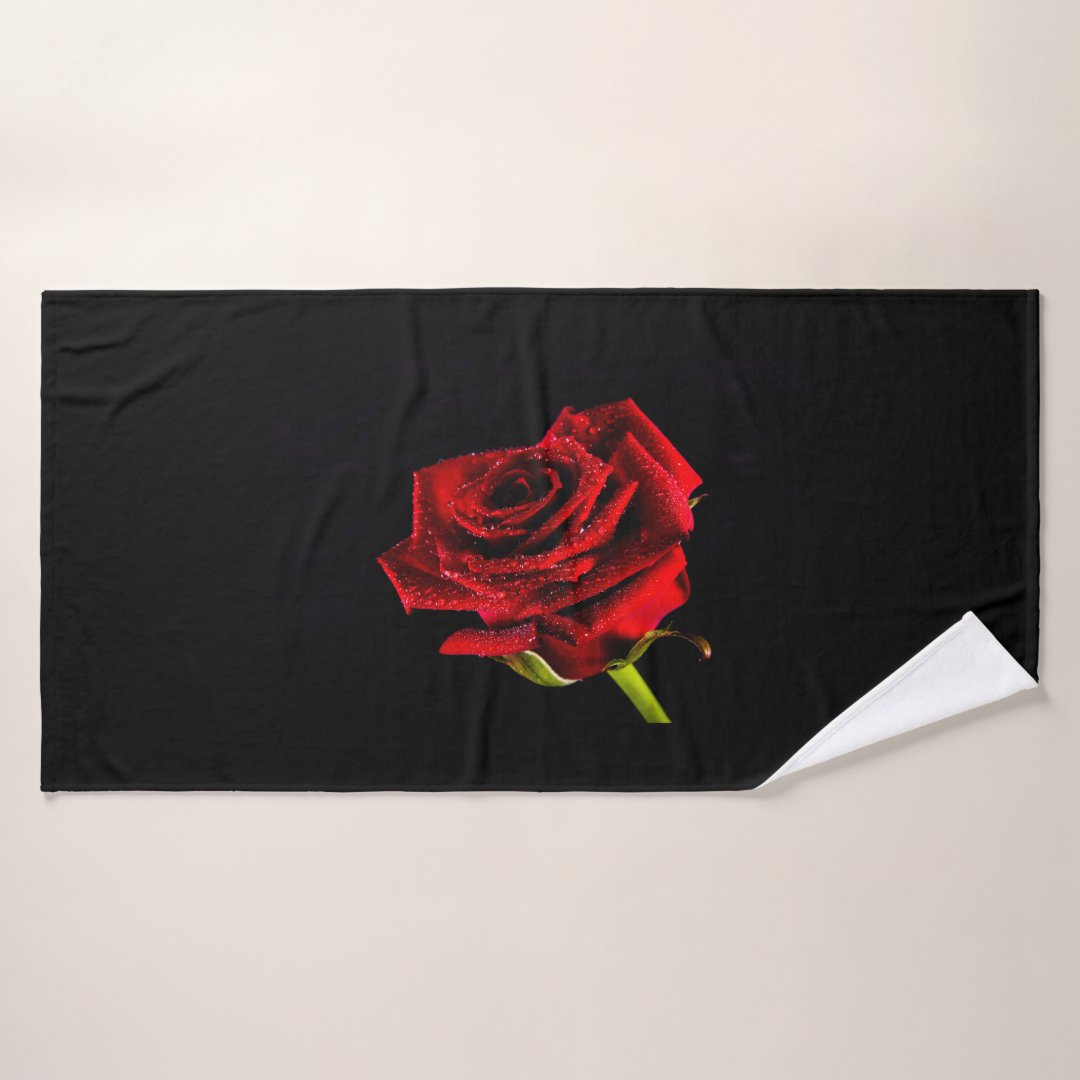 Beautiful red rose bath towel set Zazzle