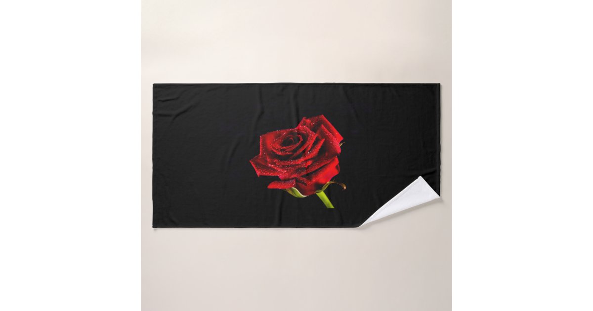 Beautiful red rose bath towel set Zazzle