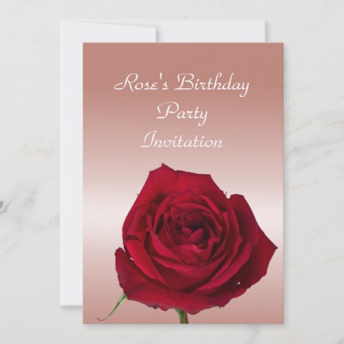 Beautiful Red  Rose birthday Invitation