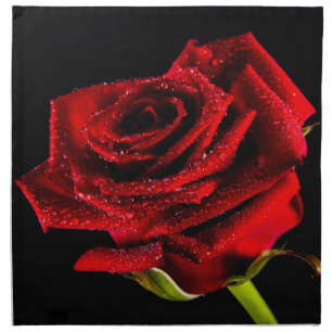 Beautiful red rose cloth napkin