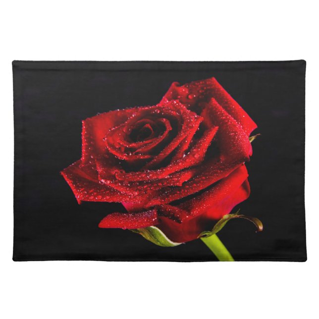 Beautiful red rose cloth placemat (Front)
