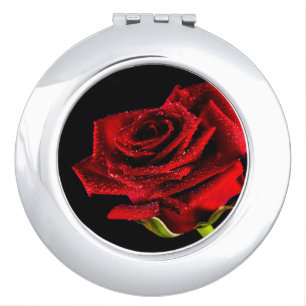 Beautiful red rose compact mirror