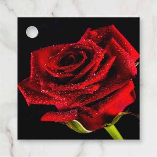 Beautiful red rose favor tags