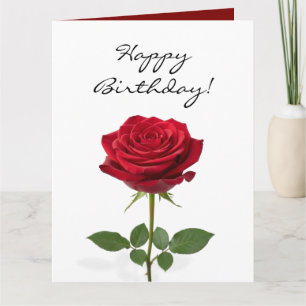 Beautiful red rose flower romantic Birthday card