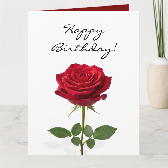 Beautiful red rose flower romantic Birthday card (Front)