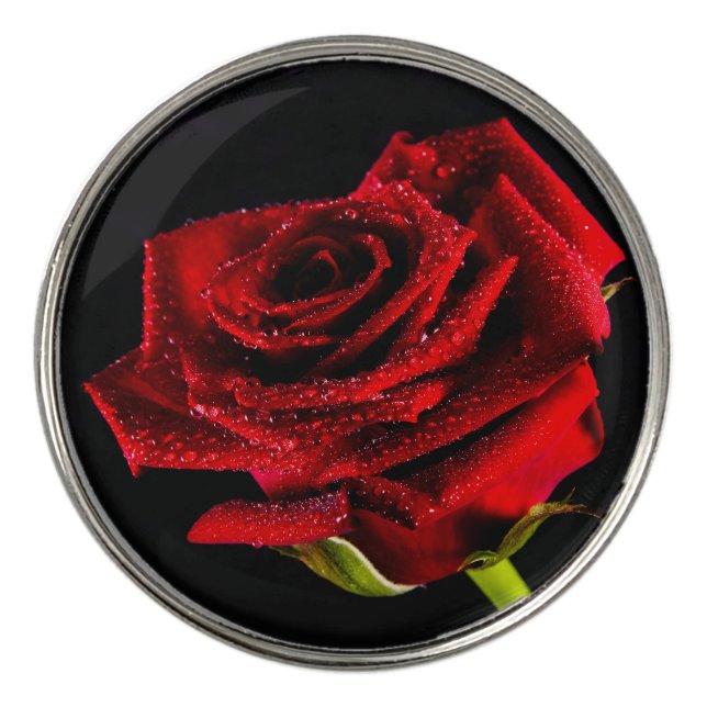 Beautiful red rose golf ball marker (Front)