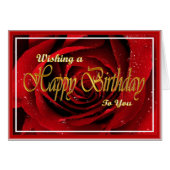 Beautiful red rose in gold writing birthday (Front Horizontal)