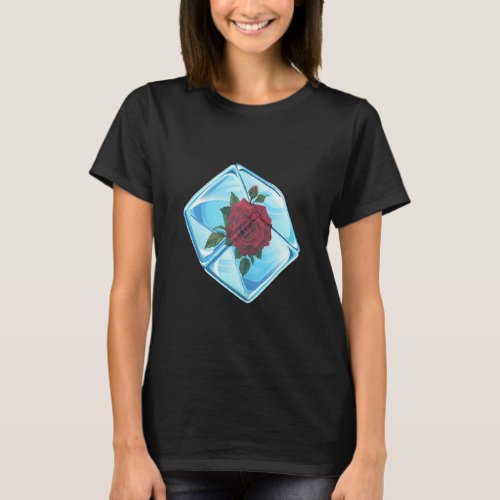 Beautiful Red Rose In Ice Cube For Ice Cube And Ro T_Shirt