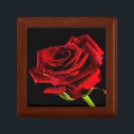 Beautiful red rose jewelry box<br><div class="desc">Close up of a red rose with dewdrops.
Image © Angelika Stern</div>