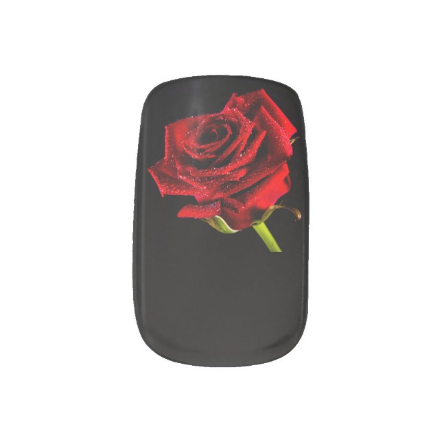 Beautiful red rose minx nail art (Left Thumb)
