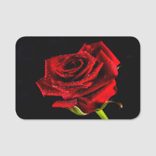 Beautiful red rose name tag