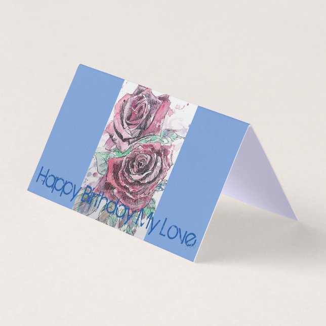 Beautiful Red Rose Painting Love Birthday Card (Front)