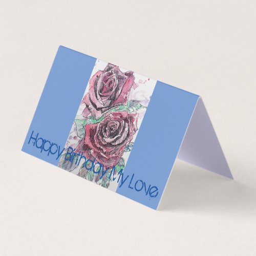 Beautiful Red Rose Painting Love Birthday Card