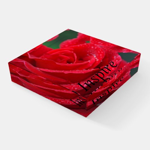 Beautiful red rose paperweight