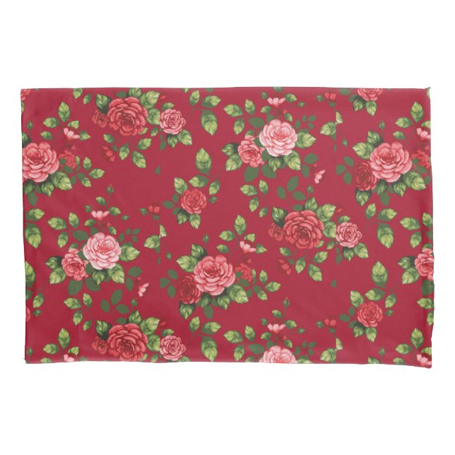 Beautiful Red Rose Pattern Pillow Case (Front-Left)