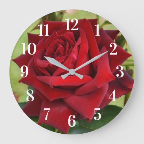 Beautiful Red Rose Photo Large Clock