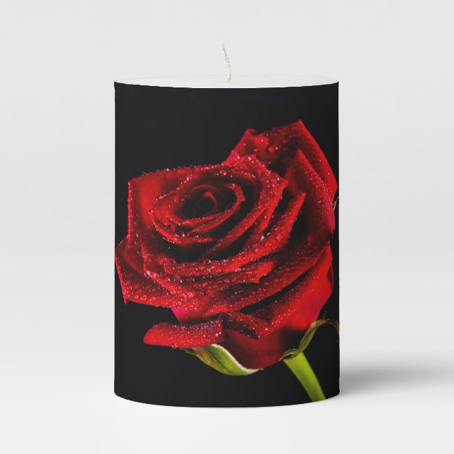Beautiful red rose pillar candle (Front)