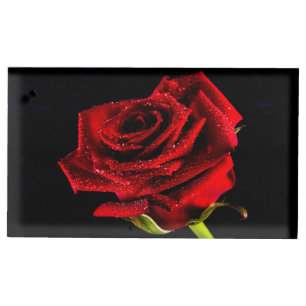 Beautiful red rose table card holder