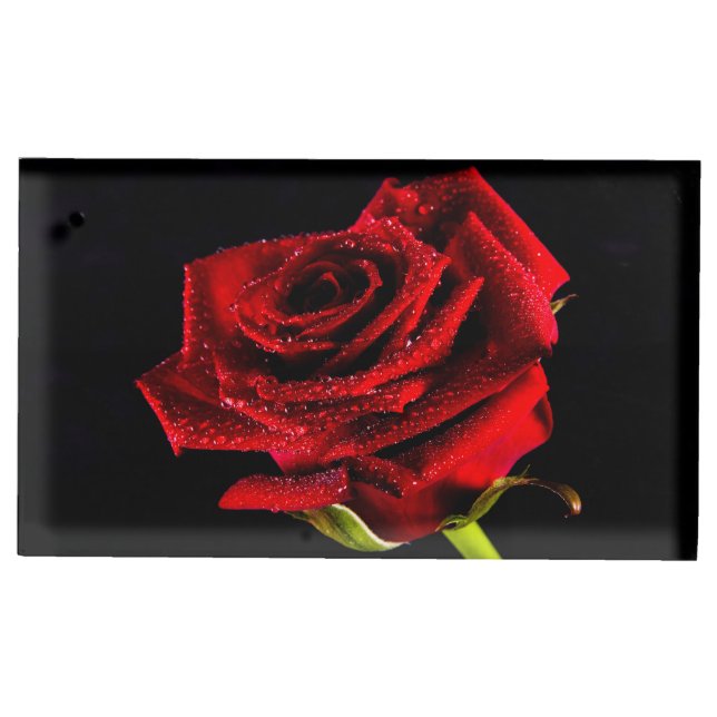 Beautiful red rose table card holder (Front)