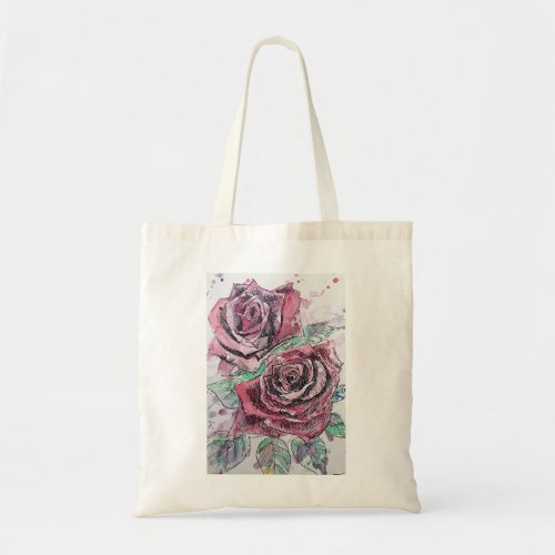 Beautiful Red Rose Watercolor Painting Tote Bag