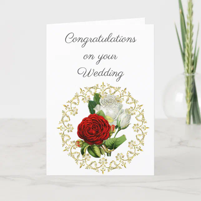 Cogratulations Roses Beautiful Red Rose / Wedding Congratulations Card | Zazzle